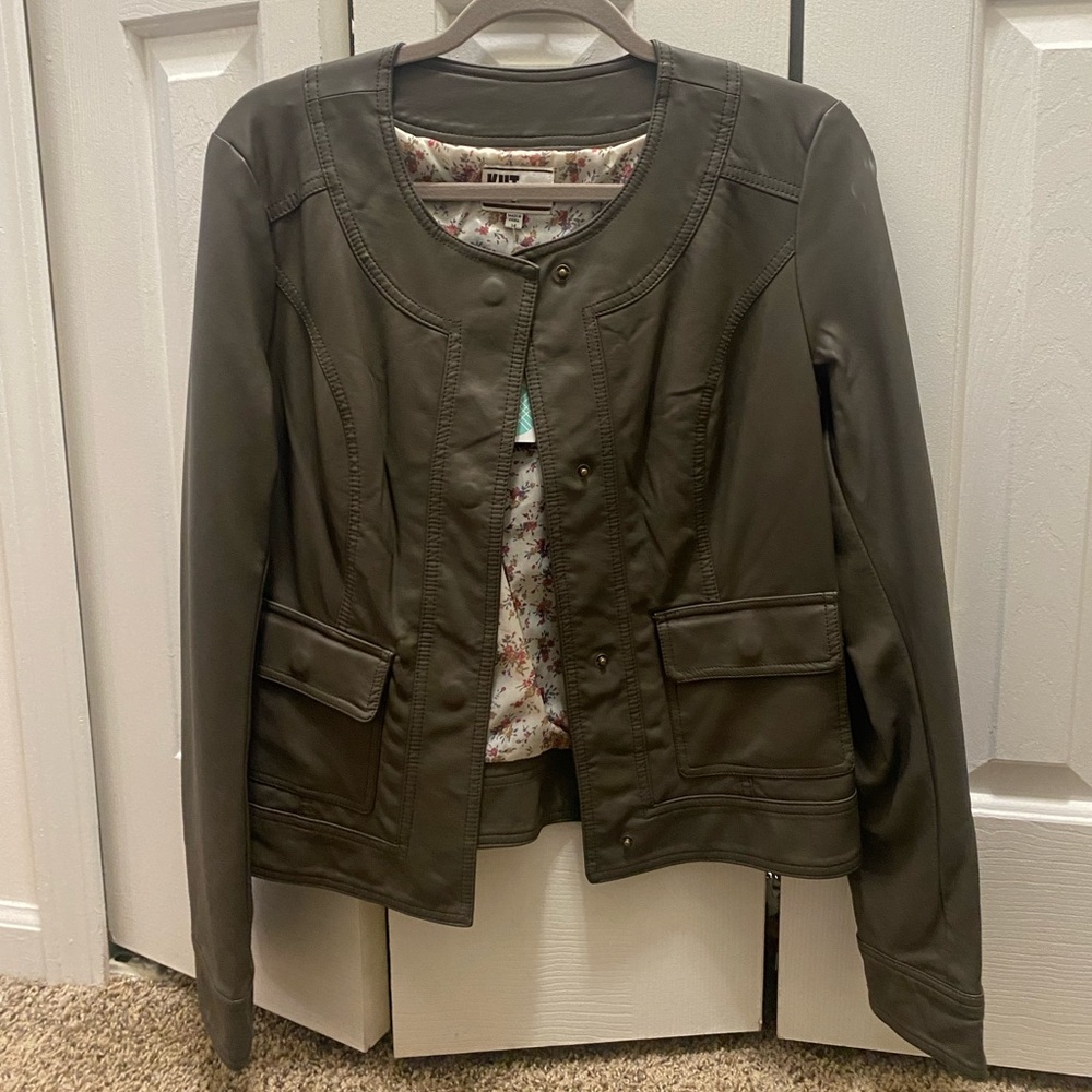 Faux Brown Leather Jacket - NEW NEVER WORN EXCELLENT CONDITION